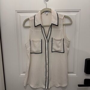 Express Portofino Sleeveless Blouse with Black Trim
